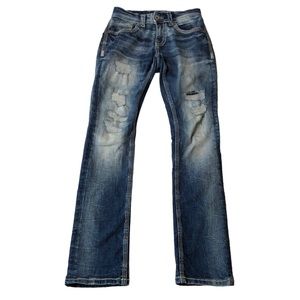 Buckle Black Medium Wash Distressed Bootleg Jeans Sz 28 Regular